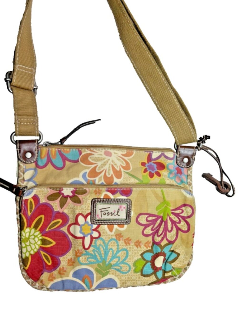Fossil ZB2944 Vintage Floral Woven Canvas Crossbody Bag – Retro Boho Multi-Color - Picture 2 of 7
